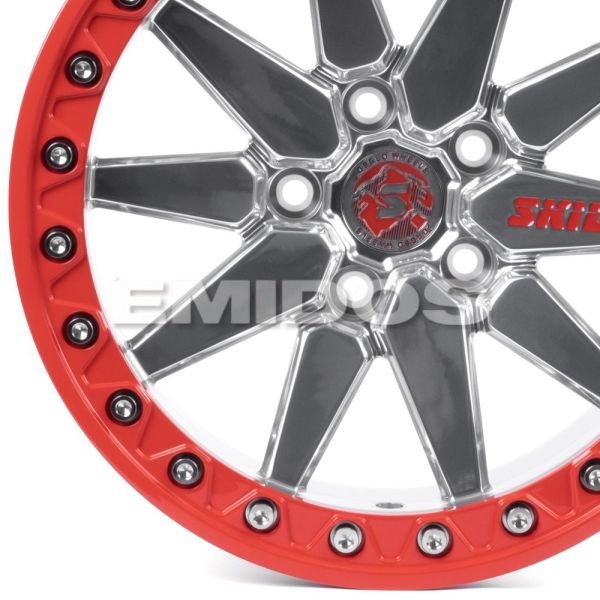 КОВАНЫЕ ДИСКИ H250917K SKILL SB111-SL178 17 J9 ET12 5X127 71.6 ЗЕРКАЛЬНАЯ ПОЛИРОВКА + КРАСНЫЙ БЕДЛОК