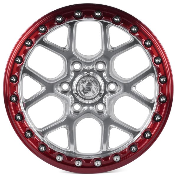 КОВАНЫЕ ДИСКИ H251001X SKILL SB821-SB519 17 J8.5 ET20 6X135 87.1 ЗЕРКАЛЬНАЯ ПОЛИРОВКА + КРАСНЫЙ БЕДЛ