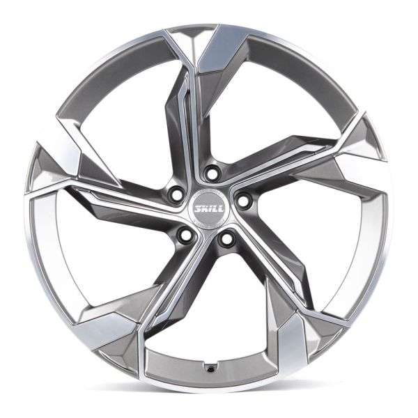 КОВАНЫЕ ДИСКИ 230626V SKILL SL089-SK199 21 J9.5 ET31 5X112 66.5 ГРАФИТ ГЛЯНЦЕВЫЙ + ПОЛИРОВАННЫЕ СПИЦ