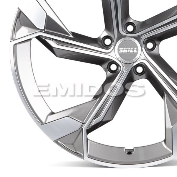КОВАНЫЕ ДИСКИ 230626V SKILL SL089-SK199 21 J9.5 ET31 5X112 66.5 ГРАФИТ ГЛЯНЦЕВЫЙ + ПОЛИРОВАННЫЕ СПИЦ