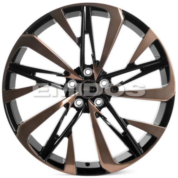 КОВАНЫЕ ДИСКИ H231029Q SKILL SL221-CS266 20 J8.5 ET35 5X114.3 60.1 ЧЁРНЫЙ ГЛЯНЦЕВЫЙ + БРОНЗОВЫЕ СПИЦ