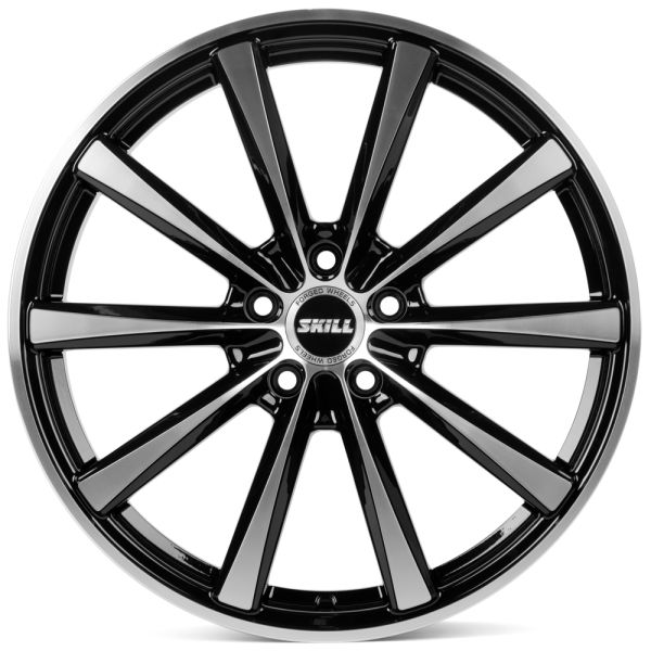 КОВАНЫЕ ДИСКИ 230609Q SKILL SL340-CS255 19 J8.5 ET48 5X112 66.6 ЧЁРНЫЙ + ПОЛИРОВАННЫЕ СПИЦЫ