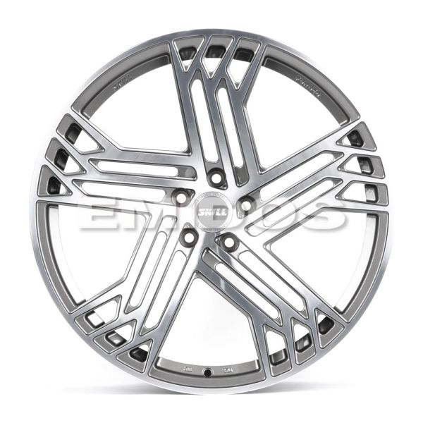 КОВАНЫЕ ДИСКИ 230517E SKILL SL523-SL088 21 J10 ET20 5X112 66.5 ГРАФИТ ГЛЯНЦЕВЫЙ + ПОЛИРОВАННЫЕ СПИЦЫ