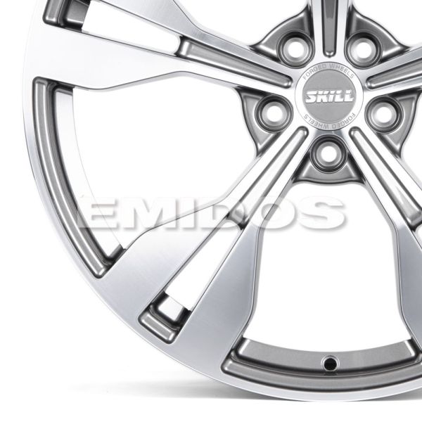 КОВАНЫЕ ДИСКИ 230612S SKILL SL566-CT390 21 J9.5 ET31 5X112 66.6 ГРАФИТ ГЛЯНЦЕВЫЙ + ПОЛИРОВАННЫЕ СПИЦ