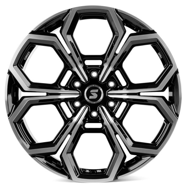 КОВАНЫЕ ДИСКИ 230223X SKILL SV111-CS278 22 J9.5 ET5 6X139.7 106.1 ЧЁРНЫЙ + ПОЛИРОВАННЫЕ СПИЦЫ