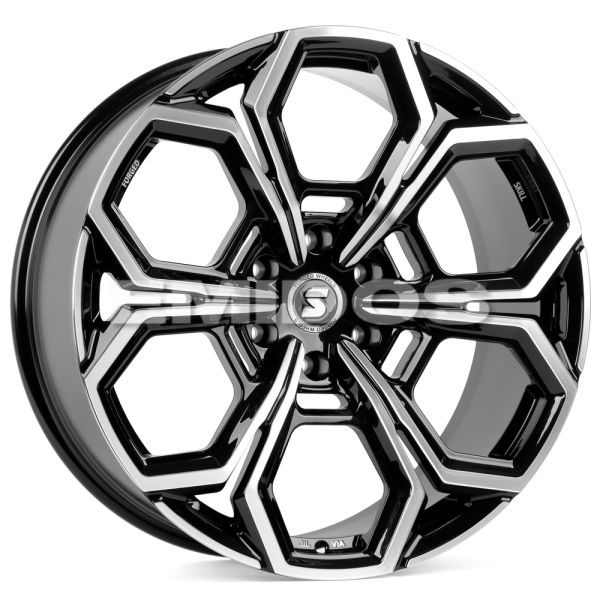 КОВАНЫЕ ДИСКИ H250826D SKILL SV111-SL251 22 J9 ET28 6X139.7 106.1 ЧЁРНЫЙ ГЛЯНЦЕВЫЙ + ПОЛИРОВАННЫЕ СП