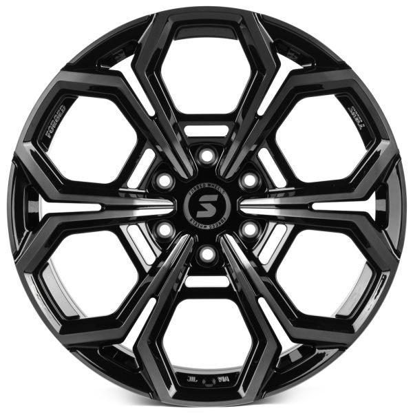 КОВАНЫЕ ДИСКИ H241206Y SKILL SV111-SL221 20 J9 ET19 6X139.7 77.8 ЧЁРНЫЙ ГЛЯНЦЕВЫЙ + ПОЛИРОВАННЫЕ СПИ