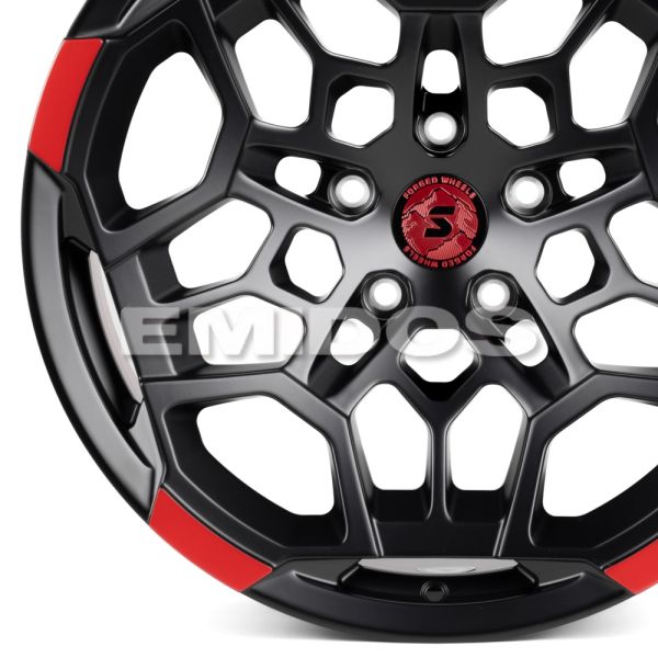 КОВАНЫЕ ДИСКИ H240307V SKILL SV171-SV308 20 J10 ET-10 5X127 71.5 ЧЁРНЫЙ МАТОВЫЙ + КРАСНЫЙ ОБОД