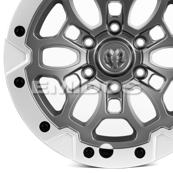 Комплект дисков 29887/20/77.8/графит матовый + серебрянный обод + чёрные матовые болты