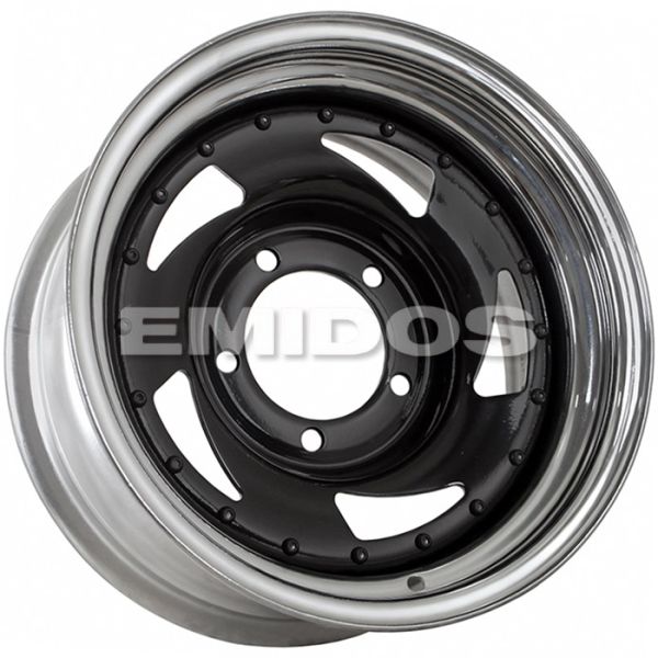 Комплект дисков 27028/15/108.5/Black Inner + Chrome Outer Rim
